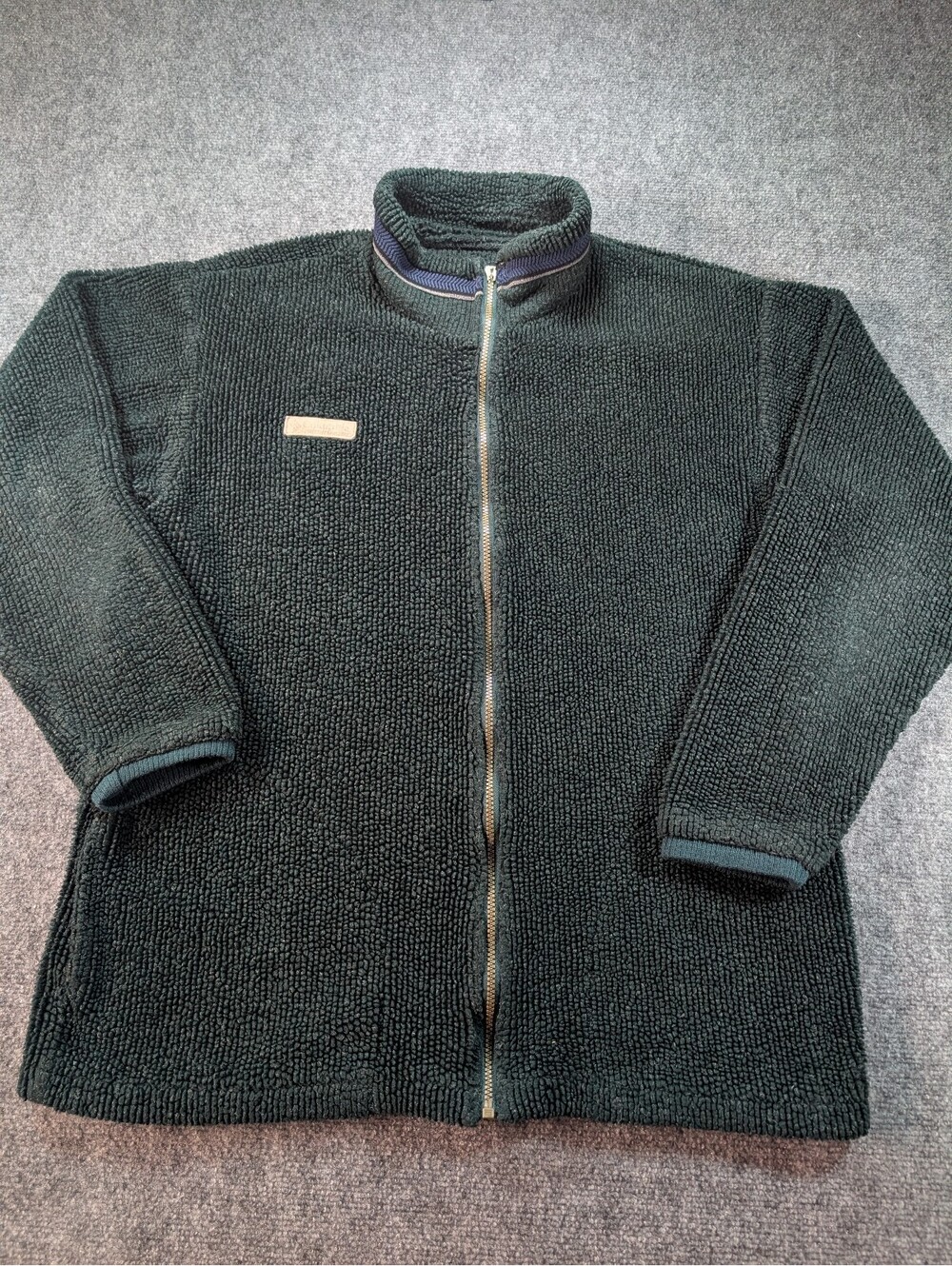 Vintage Dark Green Columbia Deep Pile Fleece Full Zip Jacket Made in USA Large